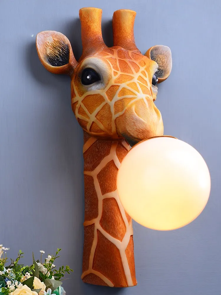 Cartoon giraffe wall lamp European style modern background wall creative decoration wall lamp home living room