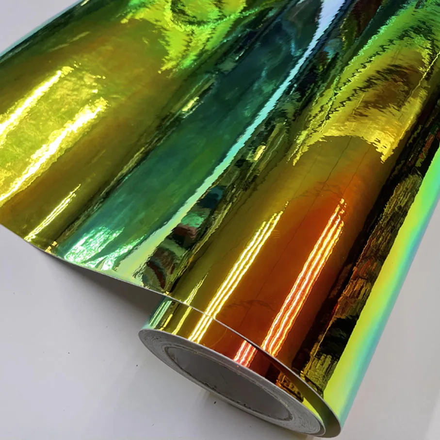 58cm*100cm to 800cm Glossy Holographic Rainbow Chrome Green Copper Car Sticker Plating Car Body Vinyl Wrap Decals Film Roll