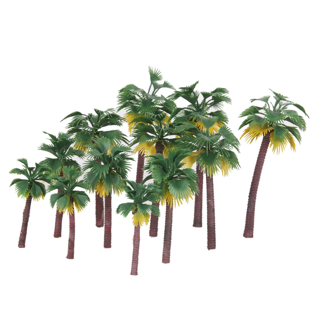 12 modelos de plástico com palmeiras tropicais, paisagem de trem para floresta trilha, ho oo n