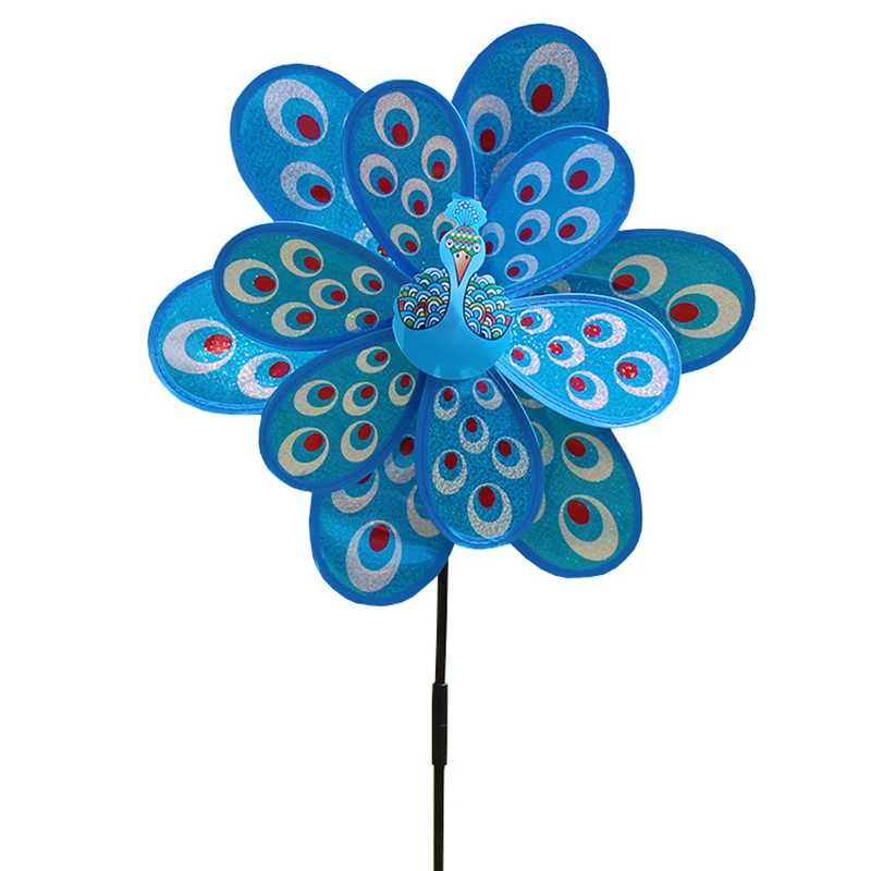 Wind Spinners Peacock Laser Sequin Easy Spinning Kinetic Wind Spinners Sculpture Stake Decoration for Outdoor Yard Trawnik Garden