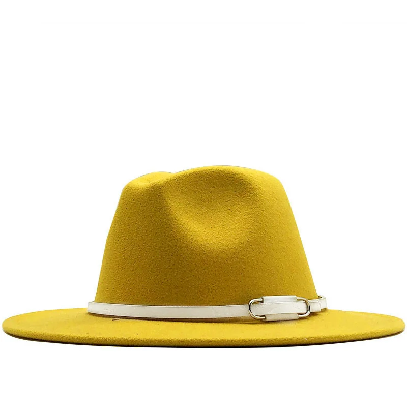 

New Sell 2020 Women Men Wool Felt Trilby Hats Belt Decor Retro Bowler Hat Panama Style Jazz Fedora Hats L/XL