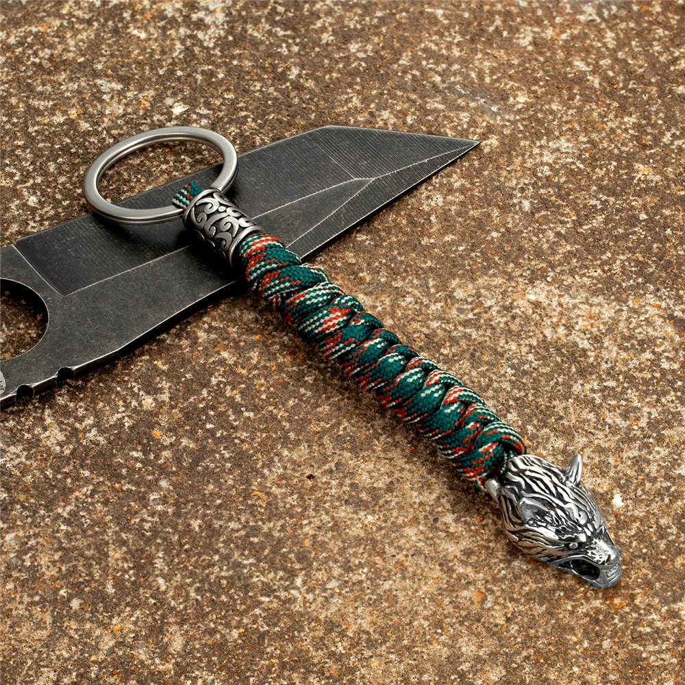 Vintage Celtic wolf Keychains Vikings Knife Pendant Stainless