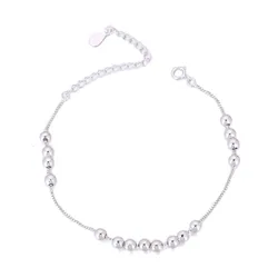 New Arrival Fashion 925 Sterling Ladies Silver Anklets Bead Manual Anklet Bracelet For Women & Girl Jewelry  Gift