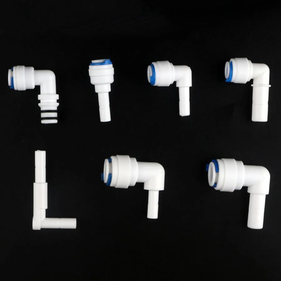 Картина 3: Обратный осмос 1/4 3/8 соединение шланга быстрое соединение 1/4 3/8 стержень L прямой тройник RO воды аквариума пластиковый Соединительный фитинг для труб