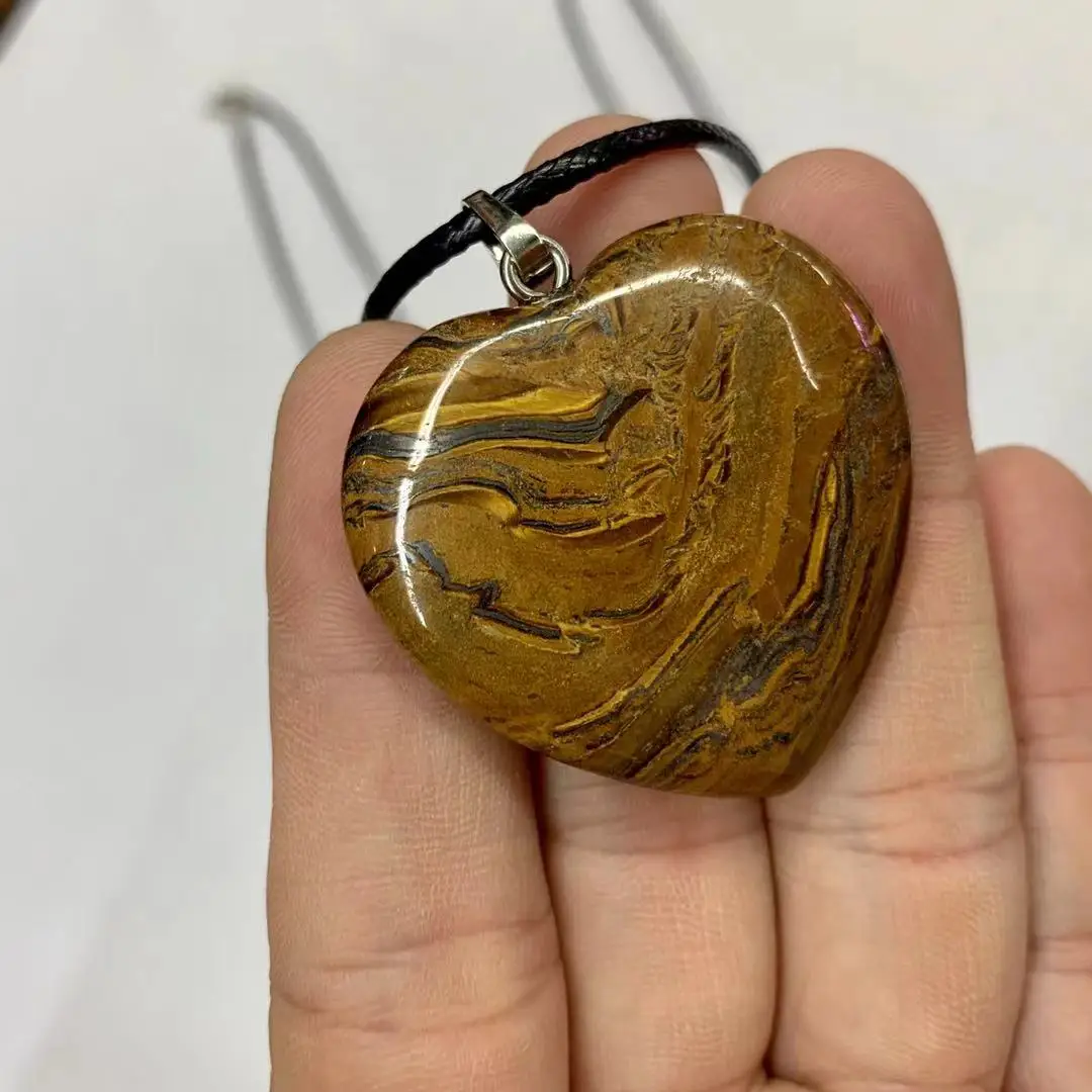 Heart Shape Iron Tiger Eye Pendant Natural Gemstone Jewelry For Women For Men For Gift Wholesale !