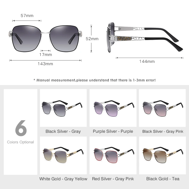 LM Sunglasses Women 2024 Polarized Square UV400 Gradient Lens Stainless Steel Ladies Sun Glasses Elegant Design Fashion Eyewear