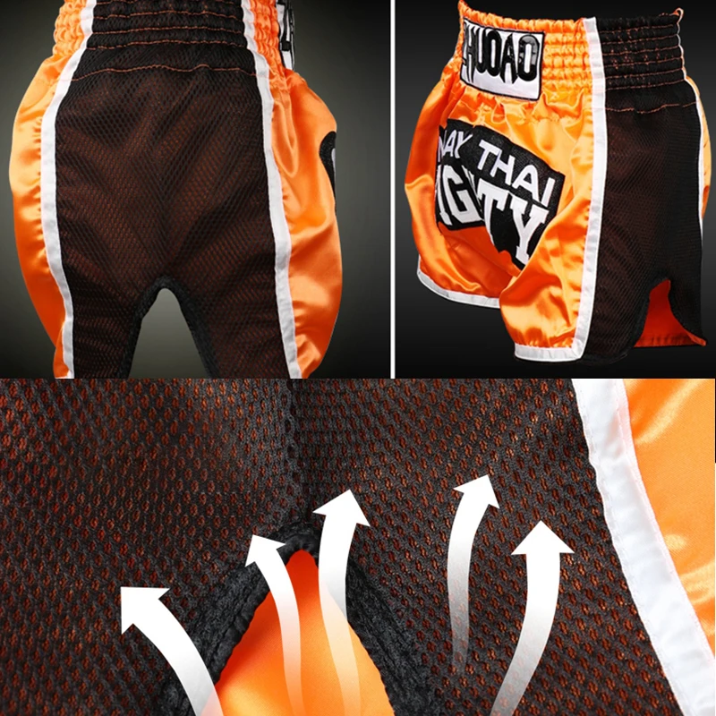 Muay Thai Shorts Männer Stickerei Sport Fitness Kampf Kickboxen Kurze Hosen Frauen Kinder Nach Sanda MMA Boxeo Badehose Schwarz