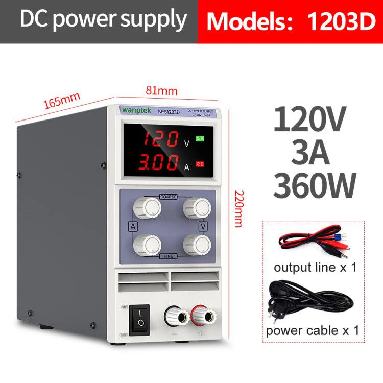 Einstellbare Dc-netzteil 120V 3A LED Digital Lab Bench Power Quelle Stabilisiertes Netzteil Spannung Regler Schalter Wanptek