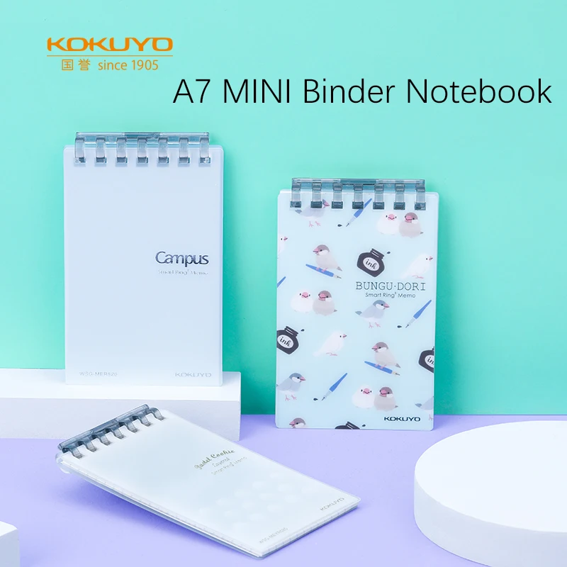 KOKUYO Mini Binder Notebook A7 Campus Smart Ring Memo Note WSG-MER520 Pastel Cookie Series Planner Loose-Leaf  Book