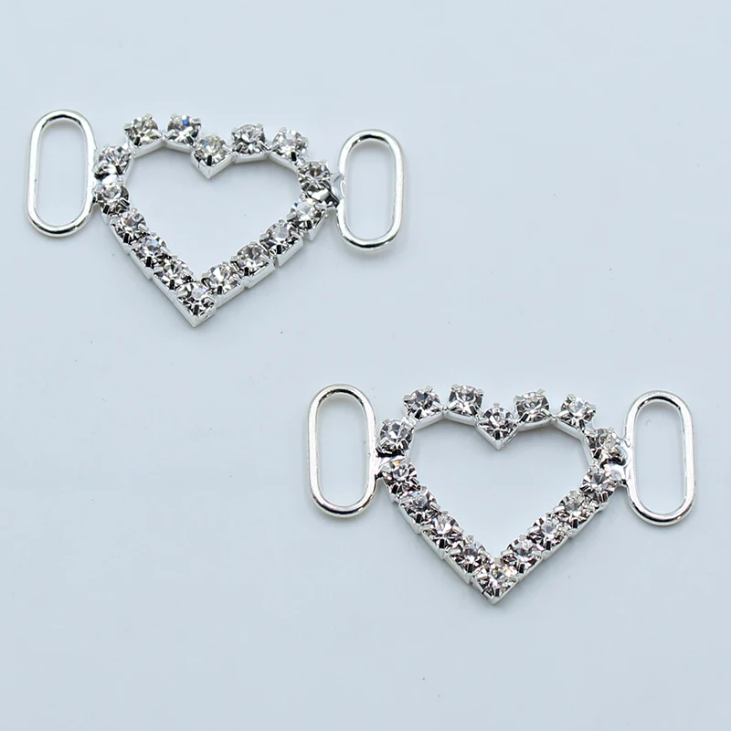 Shiny rhinestone buckle 10pcs 20*33mm gift decoration underwear peach heart connection buckle wedding DIY jewelry accessories