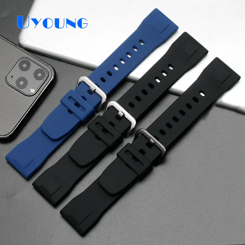 24mm Black Rubber Watch Strap for Casio PRG-600/600Y PRG-650/650Y Wachband PRW-6600 GA 2000 Uhrenarmband Waterproof Bracelet