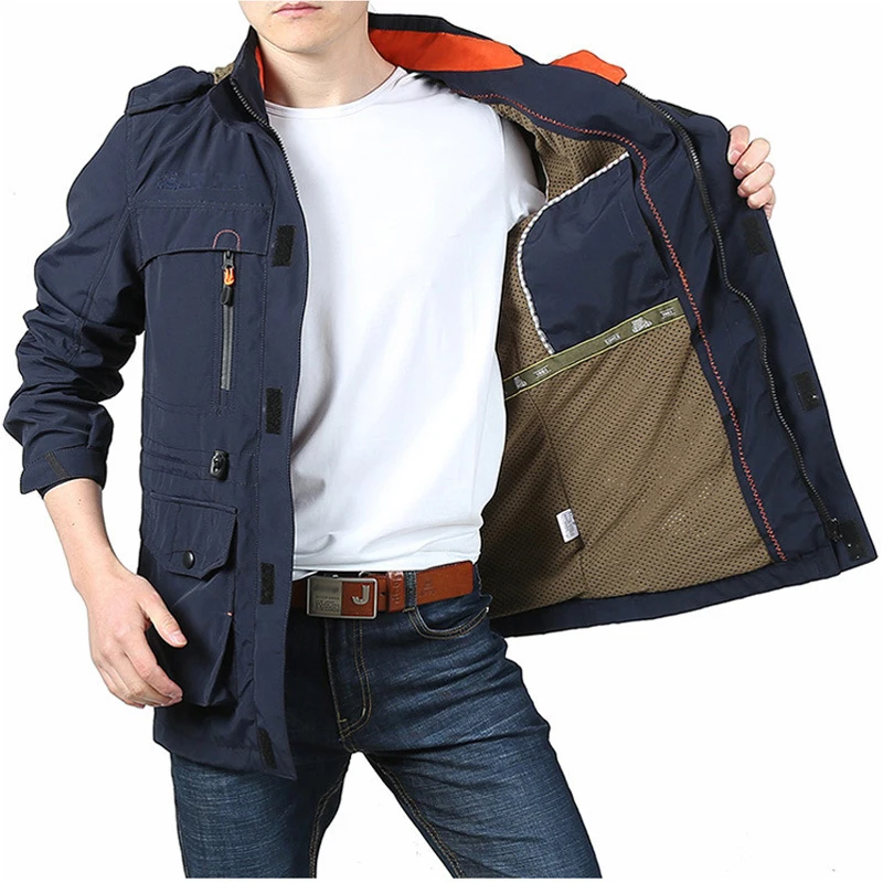 Jaquetas masculinas outwear casual caminhadas blusão casacos com capuz moda exército carga bombardeiro jaquetas roupas masculinas