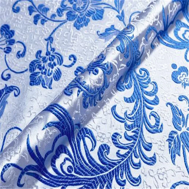 Jacquard Polyester Fabric Traditional Design Gorgeous Pattern Brocade Fabrics For Bride Wedding Dresses