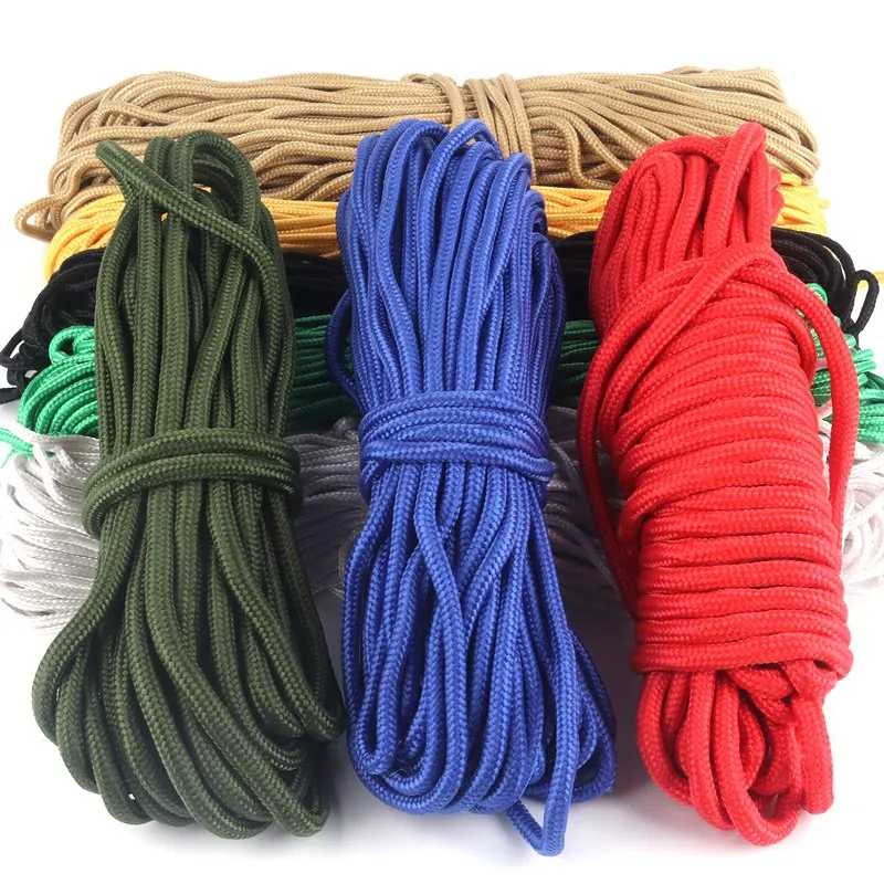 4~9mm Colorful Nylon Braided Rope Safety Net Paracord Parachute Cord Lanyard Rope Climbing Camping Survival Paracord