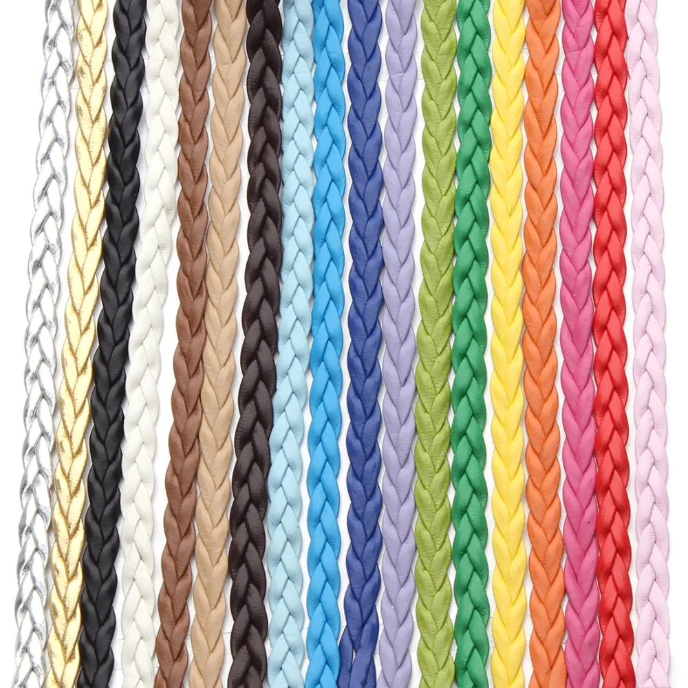 10Meters/lot Multicolors Braided PU Leather Cord 5mm Flat Faux Leather String Craft Cord for DIY Jewelry Making Supplier