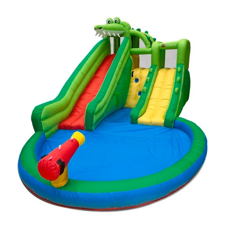 

New Product Cartoon Crocodile Inflatable Slide Pool Outdoor Amusement Park For Kids Or Houseuse Free Air Blower