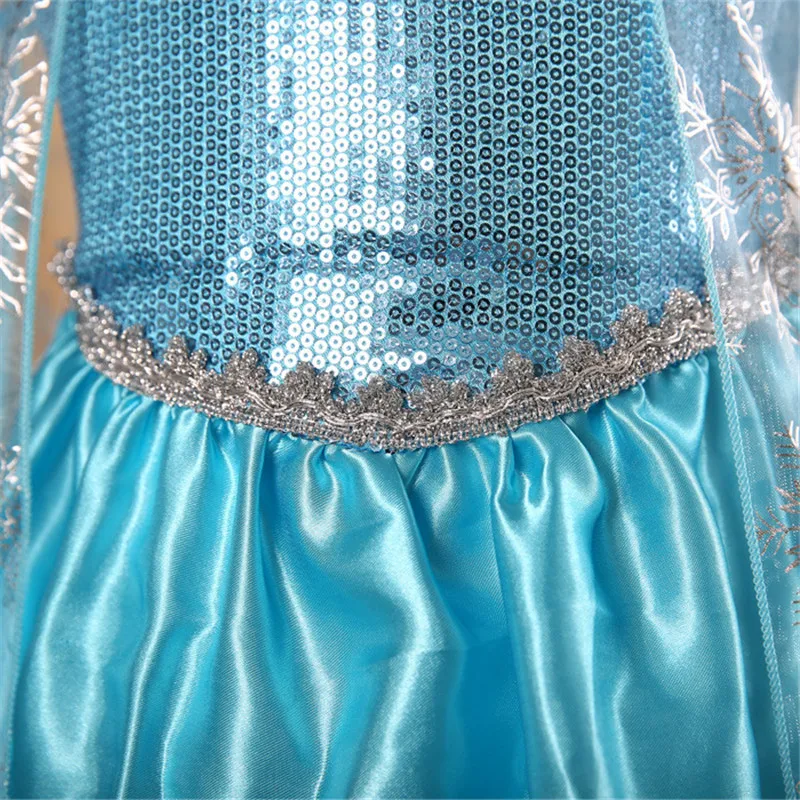 Kids Baby Girl Blue Fancy Dress Frozen Anna Elsa Cosplay Costume Dresses Princess Queen Party Gown Tulle Dresses 4-8 Years