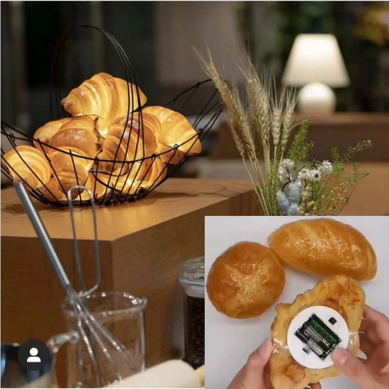 Creative Simulation Bread Light Fun Home Croissant LED Bread Lamp