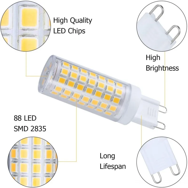 Bombilla LED de cerámica SMD2835, foco blanco cálido/frío, reemplazo de luz halógena, más brillante, G9, AC220V, 5W, 7W, 9W, 12W