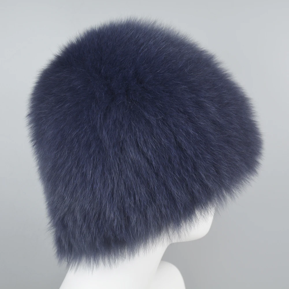 2024 New Luxury 100% Natural Real Fox Fur Hat Women Winter Knitted Real Fox Fur Bomber Cap Girls Warm Soft Fox Fur Beanies Hats