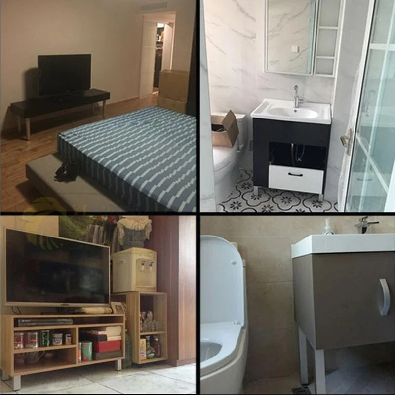 Pie de gabinete de aluminio, soporte de altura ajustable para muebles, cojinete de 60kg por pieza, mesa, sillas, cama, sofá, pies cuadrados, hardware