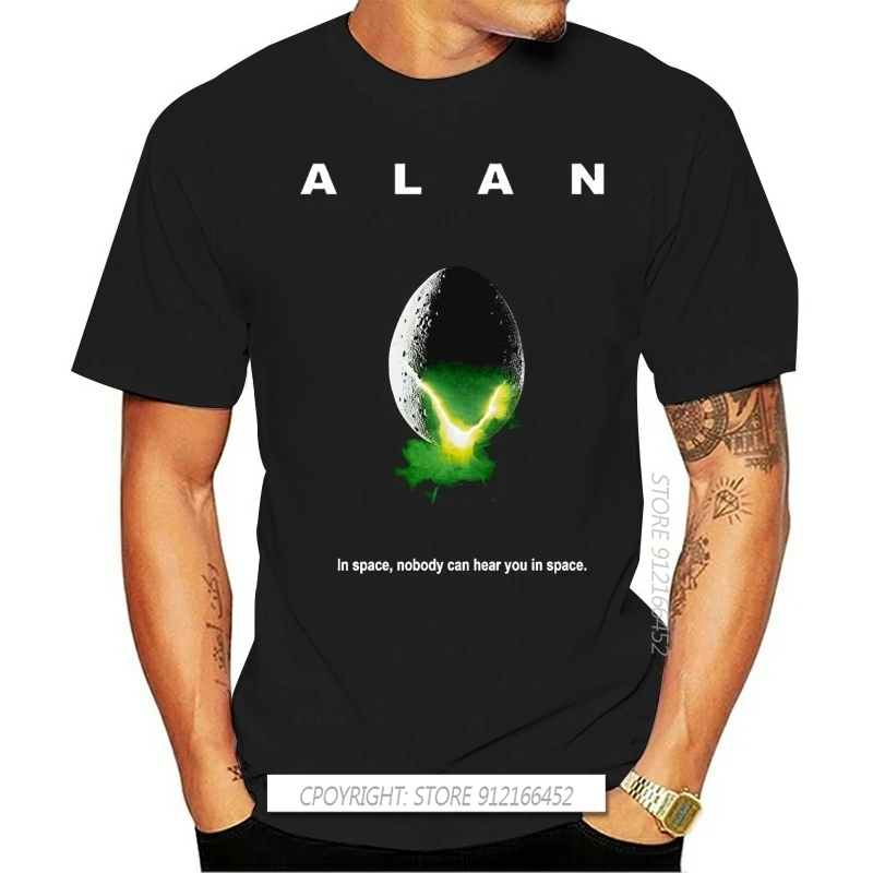 Alan In Space No One Can Hear You T Shirt Men Alien UFO Tops Tees Novelty 100% Cotton T-Shirts Male Oversized Clothes Funny