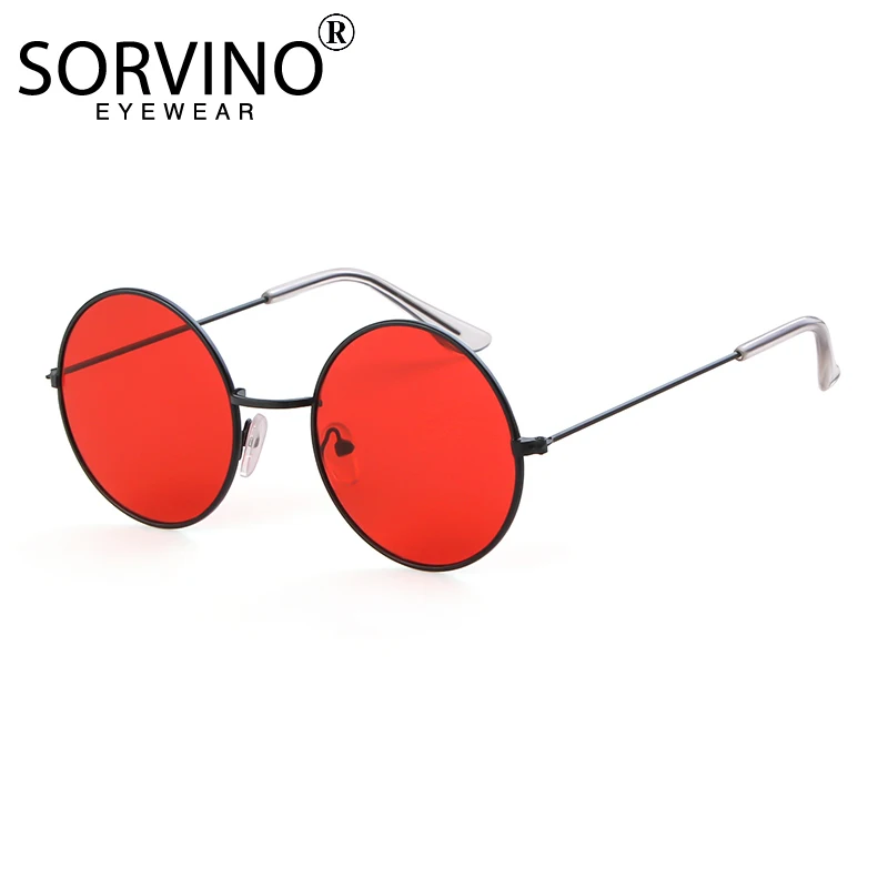 SORVINO Retro 90s Round Sunglasses Women 2022 Brand Designer Trendy Metal Circle Mirror Clear Colorful Red Small Men Sun Glasses