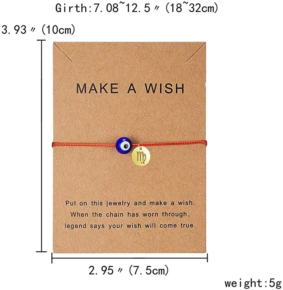 Blue Evil Eye Bracelet Red Rope Constellation Disc Bracelet Charm Handmade Good Luck String Protection Link for Wommen Jewelry