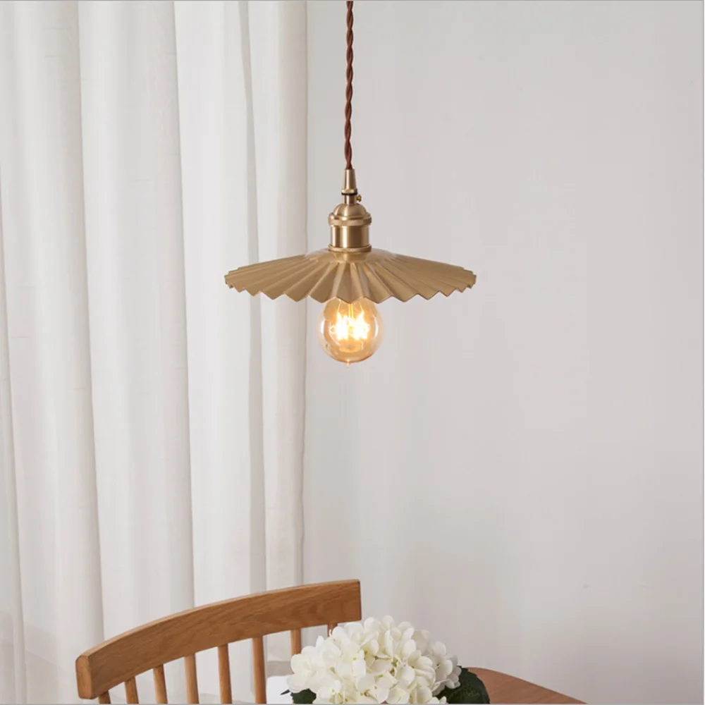 Brass Umbrella Pendant japan design gold light fixtures living room LED bedroom industrial interior kitchen bar pendant light