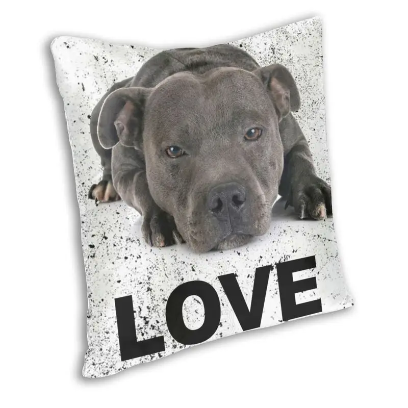 Luxury Cute Staffordshire Bull Terrier Dog Love Cushion Cover for Sofa Velvet Animal Throw Pillow Case Bedroom Decoration