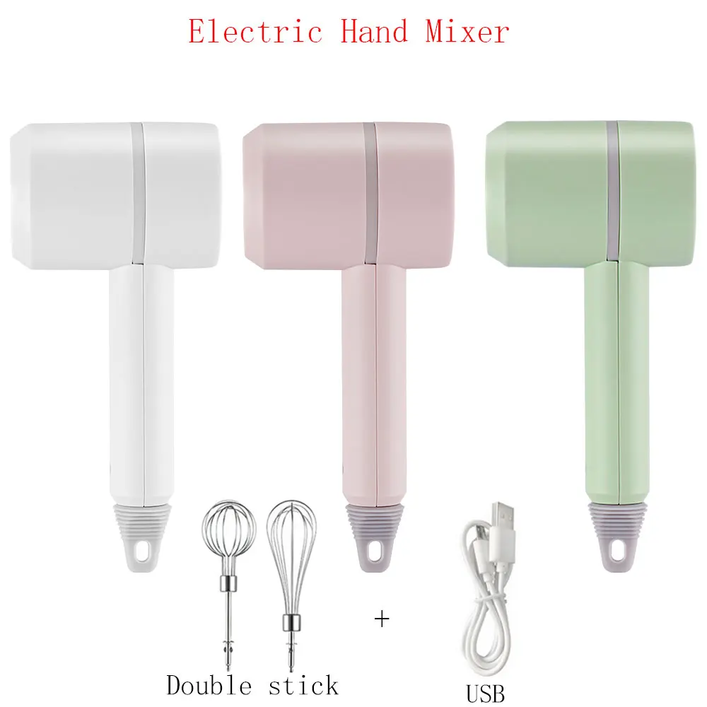 Food Mixer USB Wireless Portable Handheld Electric Kitchen Blender 3 Speeds High Power Dough Blender Egg Beater Hand Mixer