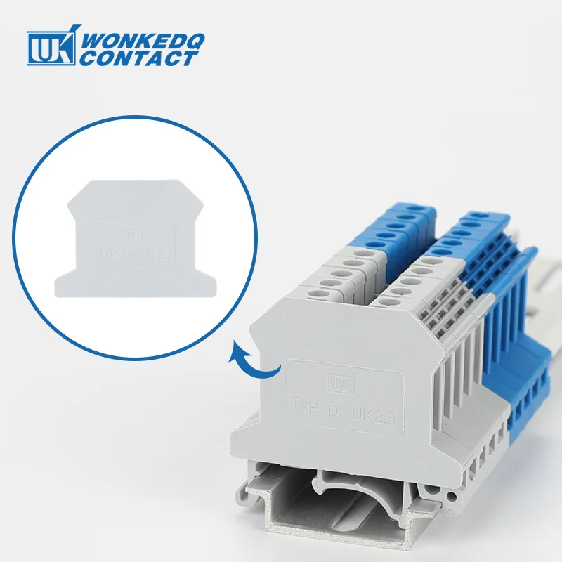 100Pcs D-UK2.5 End Barrier Plate For UK2.5B Blocks Connector D-UK2.5B Din Rail Terminal Block Accessories End Cover D-UK 2.5