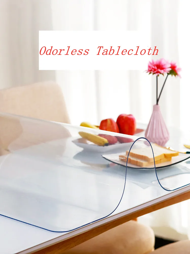 2mm thick Waterproof PVC transparent Tablecloth Odorless rectangle table protector cover Custom Oval Round table mat