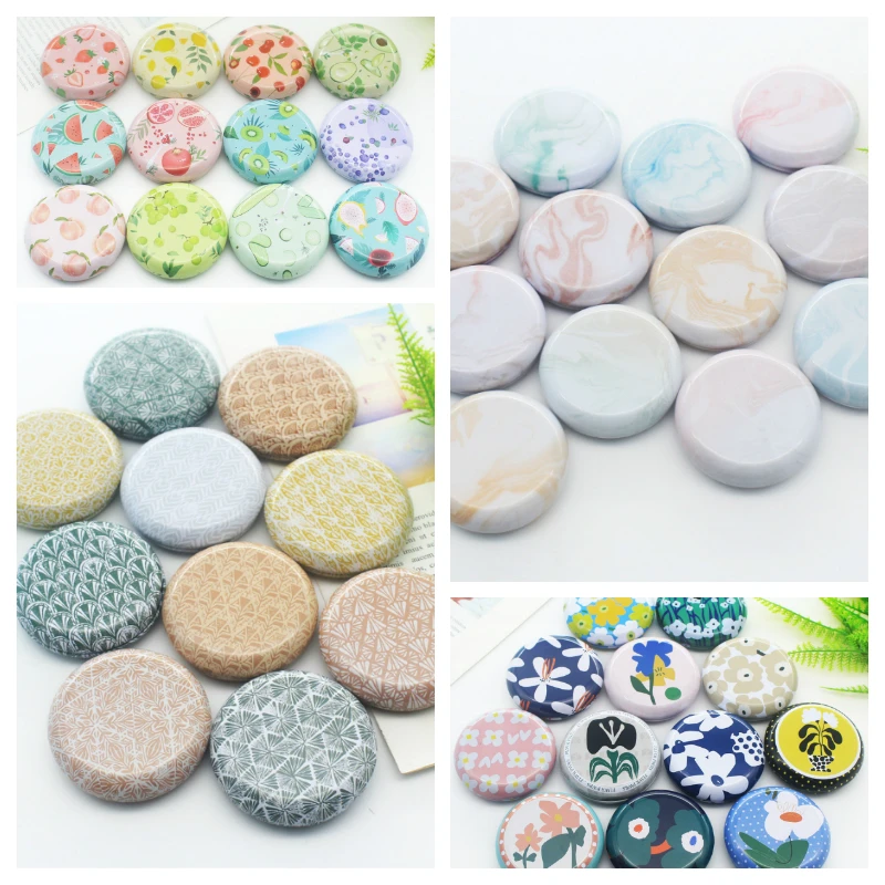 

1PC New Ink Flower Mini Round Portable Balm Tin Box Handmade Lipstick Mint Cream Packaging Box Small Pill Jewelry Storage Box