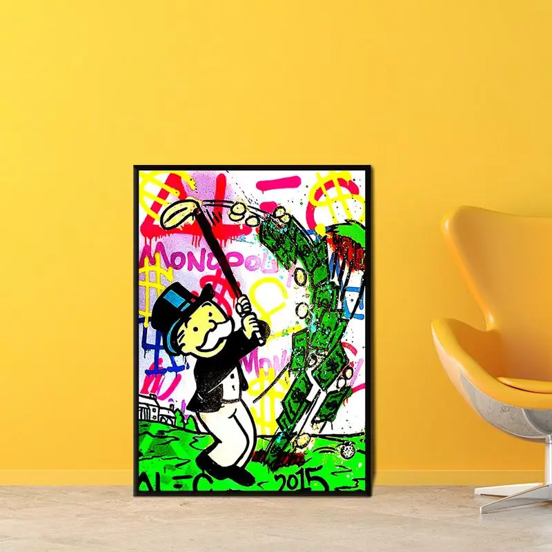 Alec Monopoly Playing Golf Canvas Art Posters and Prints Kitchen Theme Canvas Paintings on The Wall Art Pictures Décor