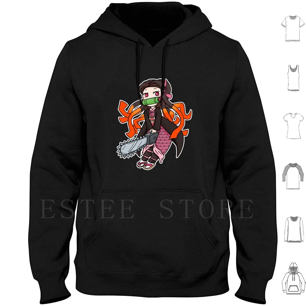 Nezuko With A Chainsaw Hoodie Long Sleeve Nezuko Chainsaw Nezuko Kamado Demon Anime Cute Funny Meme