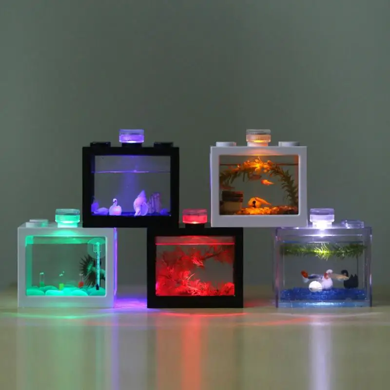 Micro Landscape Lamp LED Light Small Cylinder Eco Cylinder Accessories Waterproof Aquarium Fish Tank Light Home Table Decoration