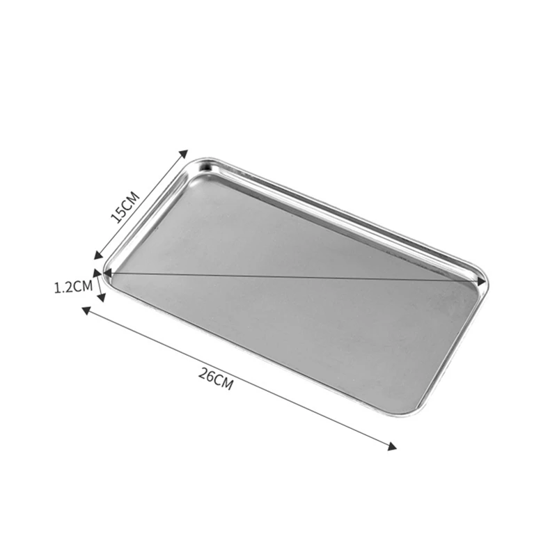 Stainless Steel Rectangle Food Storage Trays Steamed Sausage BBQ Roast Fish Plates Kitchen Bread Pastry Baking Dish Fruit Pans