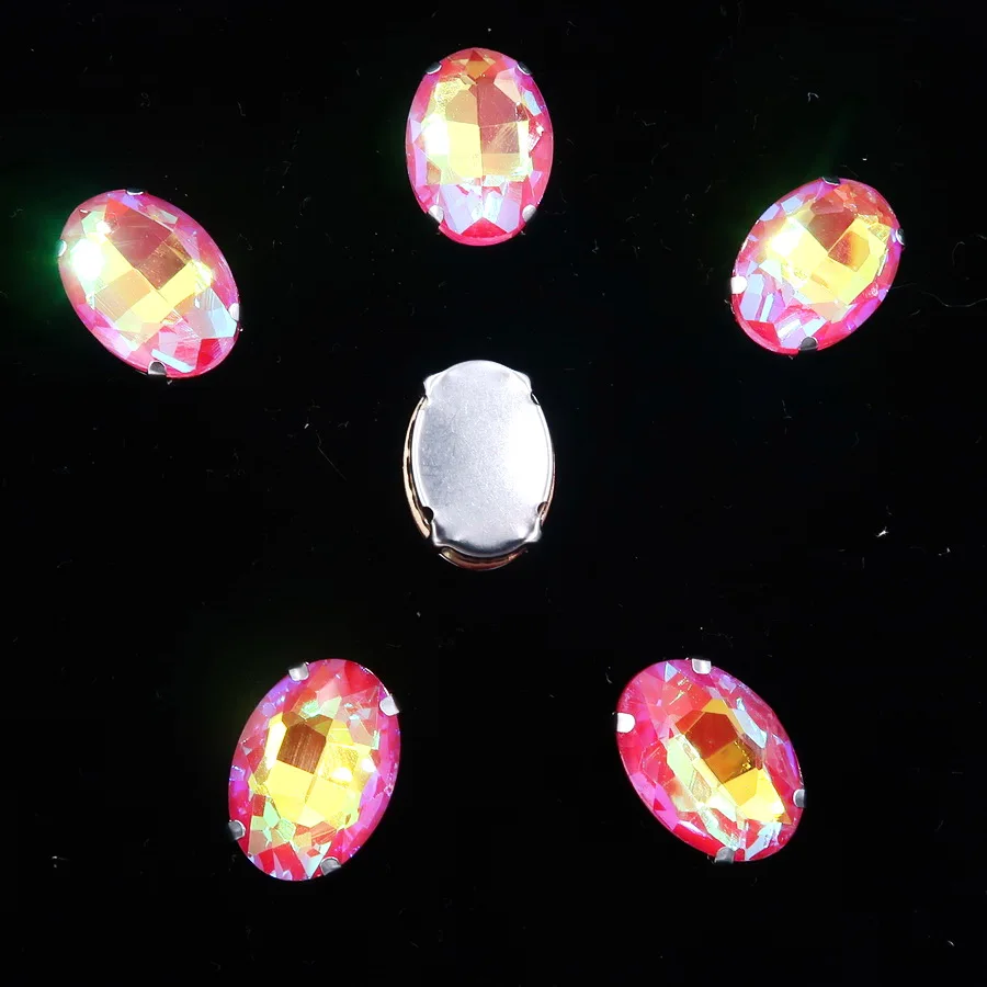Ovale Silber-Krallenfassungen, 20 Stück/Packung, 10x14mm, 13*18mm, Jelly Candy AB Farben, Glaskristall, zum Aufnähen, Strass-Applikation, DIY-Besatz – Detail 8
