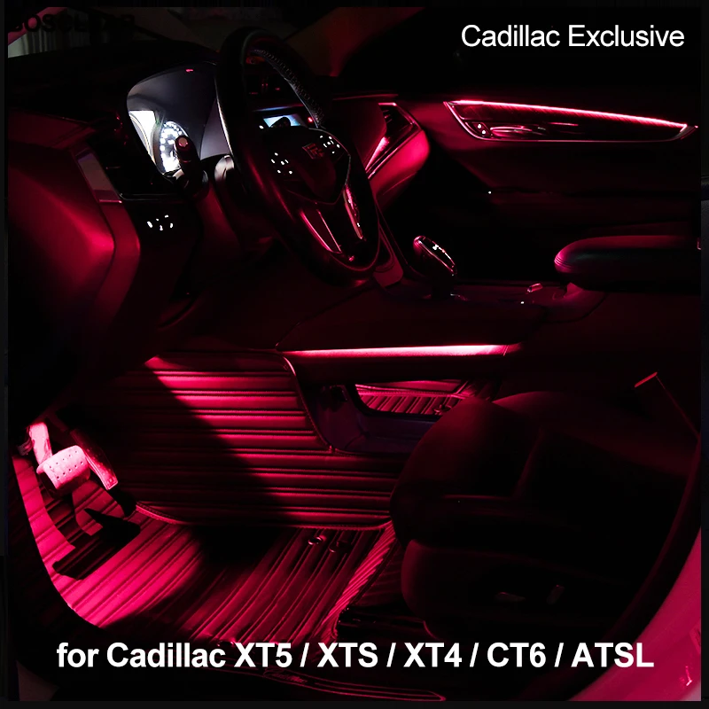 64 kolory Neon wnętrza samochodu atmosfera taśmy LED światła na drzwi dla Cadillac ATS CT6 CTS XT5 XTS ELR SRX Escalade XT4 akcesoria