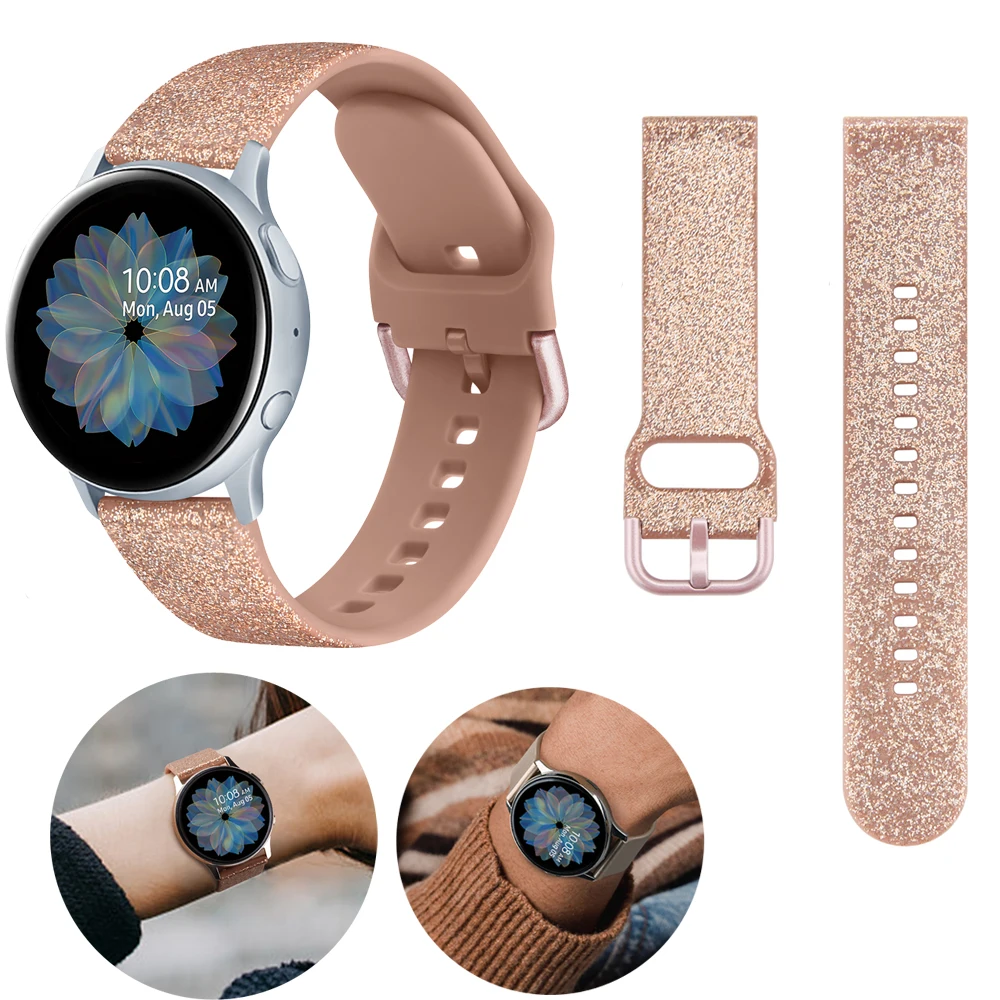 Silikonowy pasek 20mm do zegarka Samsung Galaxy 5 3 41mm/42mm/Active 2/Gear Sport Watchband bransoletka do zegarka Huawei GT2 42mm