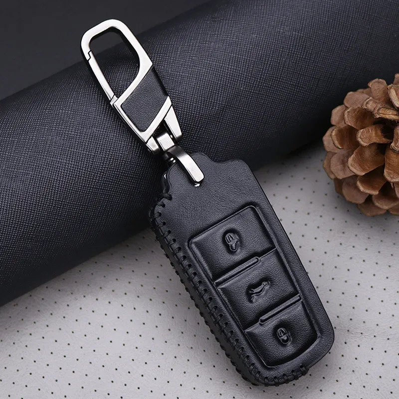 Leather Keychain Car Styling Key Case Cover For Volkswagen VW CC Passat B6 B7 Maogotan R36 B7L Car Accessories Key Case Cover