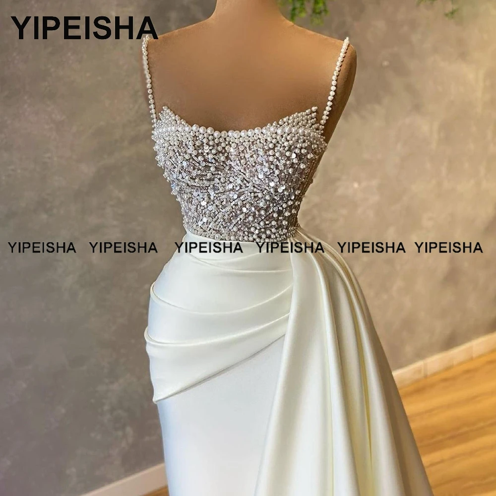 Yipeisha 2023 Zeemeermin Avondjurk Spaghettibandjes Parels Prom Jurken Lange Vestido De Fiesta Sexy Feestjurk Aangepast