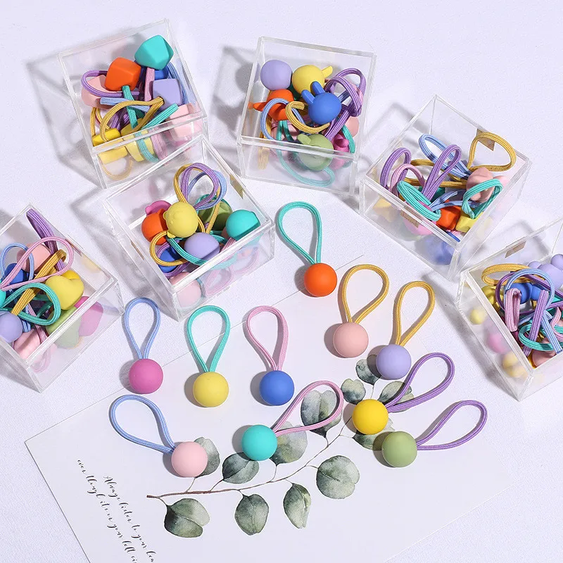 

10 Pcs/Set Baby Girls Cute Quicksand Cartoon Geometry Hair Bands Children Lovely Scrunchies Rubber Bands Kid Hair Accessories