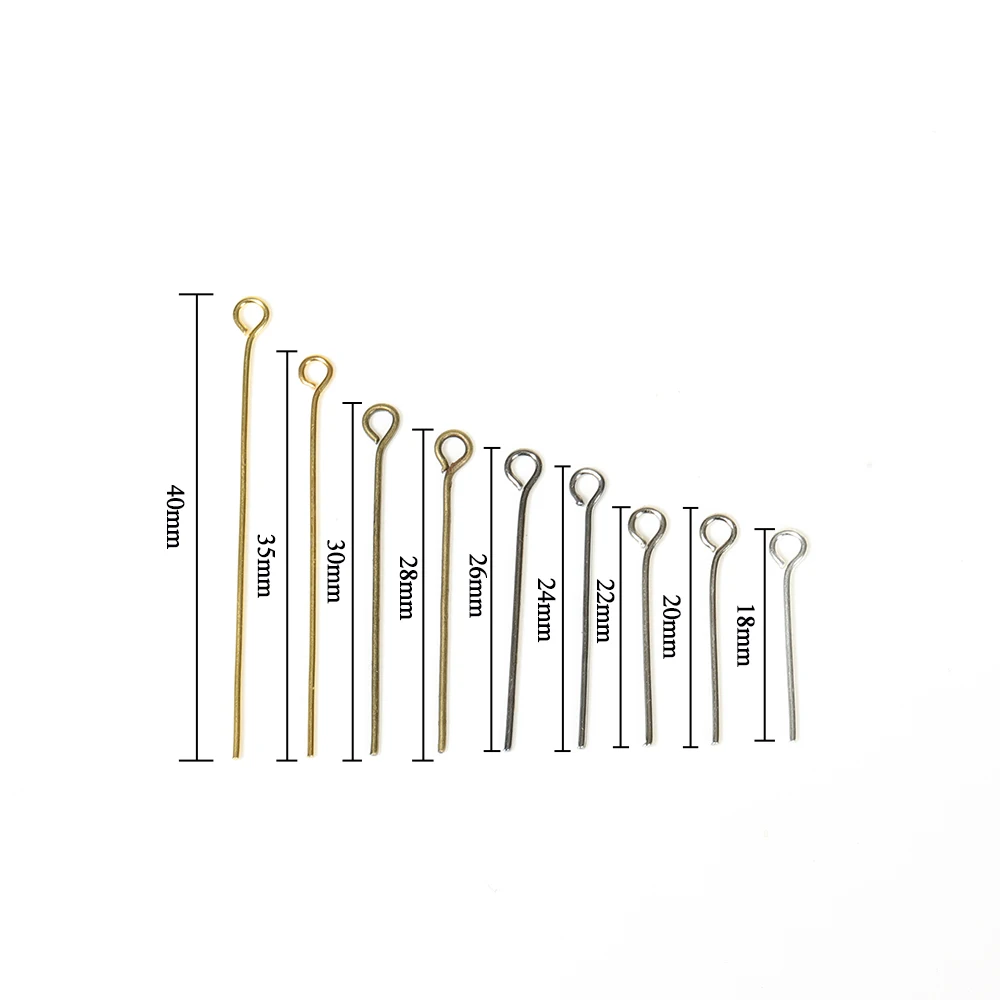 200pcs 18-40mm Metal Eye Head Pins Gold Bronze 5 Colors Eye Pins Connectors For Jewelry Making Findings Diy Earring Accessories