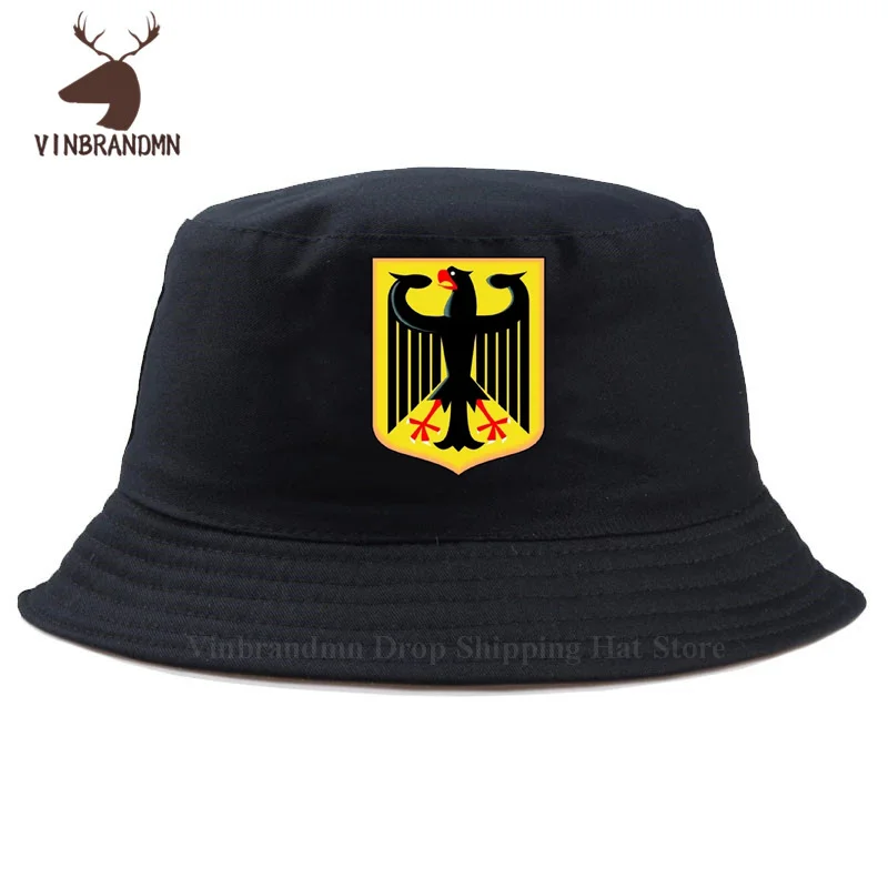 Deutschland Germany Bucket hat Golden Empire Eagle Cross Baseball cap Newest 3D German Arm of Coat summer hat Funny Fishing hats