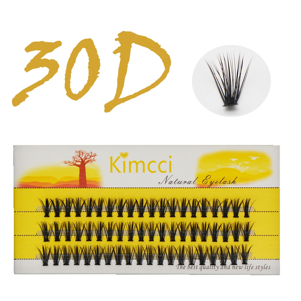 Kimcci 60 Bundles Mink Eyelash Extension Natural 3D Russian Volume Faux Eyelashes Individual 30D Cluster Lashes Makeup Cilia