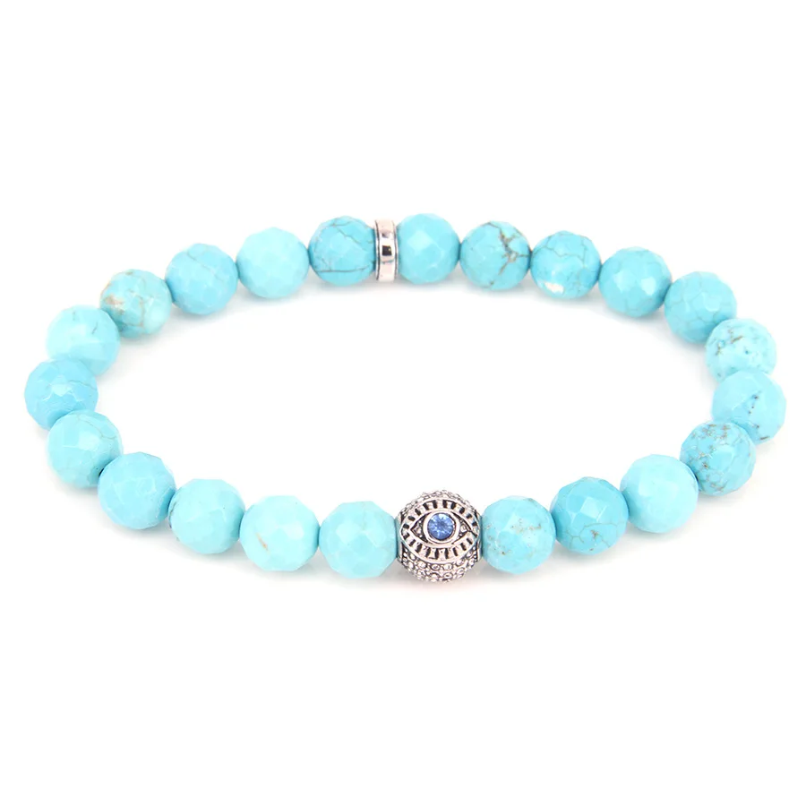 HEMISTON توماس نمط الأخضر حبة سوار المتمردين القلب الزركون الأزرق العين الخرز سوار للرجال النساء عرض 1.0 سنتيمتر هدية TS