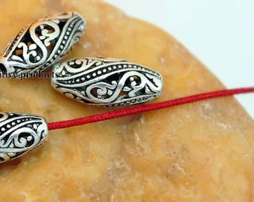 10pcs/lot Tibetan Silver oval bead for bracelet Decorative Metal  DIY Jewelry Alloy accessories df3f