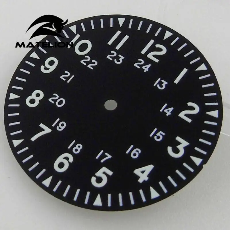 33.6mm black dial luminous mark fit vintage pilot style NH35 NH36 Miyota 8215 821A movement watch